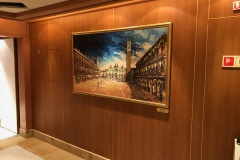 This project was for a global premier cruise line. Over 6000 square feet of lobby walls and columns had faded pink over just a few years. Belbien architectural film was applied to walls and columns in three elevator lobbies and an art gallery. Time to completion was 8 days.